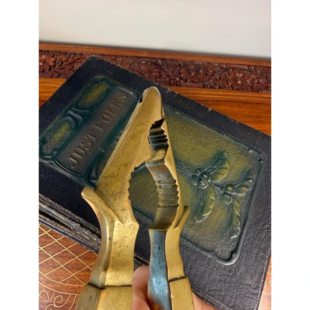 Vintage Brass & Carved Wood Nutcracker • Mid Century Kitchen Decor